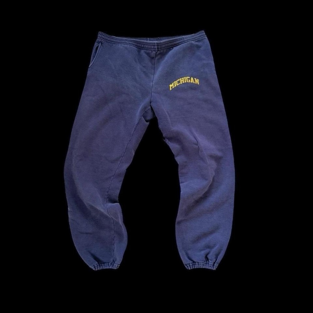 Vintage 80's Russell Michigan Sweatpants Sz XL‎ Distressed Navy Blue High Cotton
